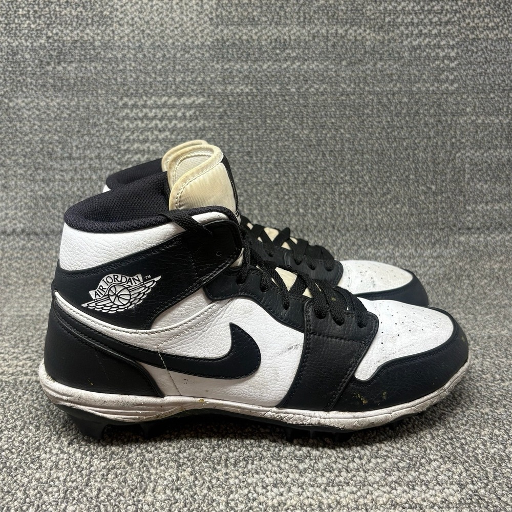 Nike Air Jordan 1 Mid TD Black White Panda Football Cleats FJ6805-100 Men's 10.5